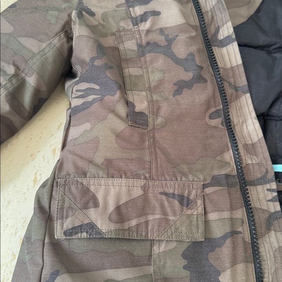 Aritzia Camouflage Hooded Jacket with Faux Fur Trim - Picture 6 of 11